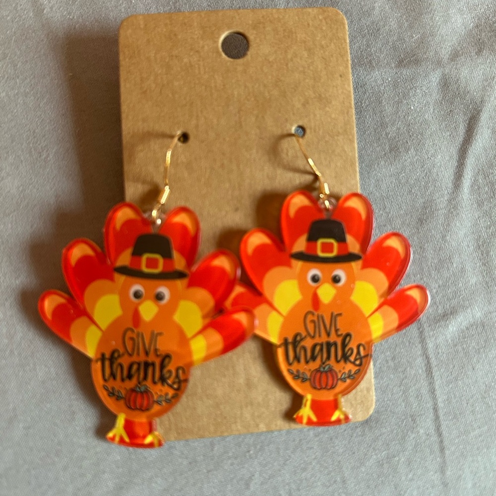 Thanksgiving Turkey Earrings - Orange and Yellow
